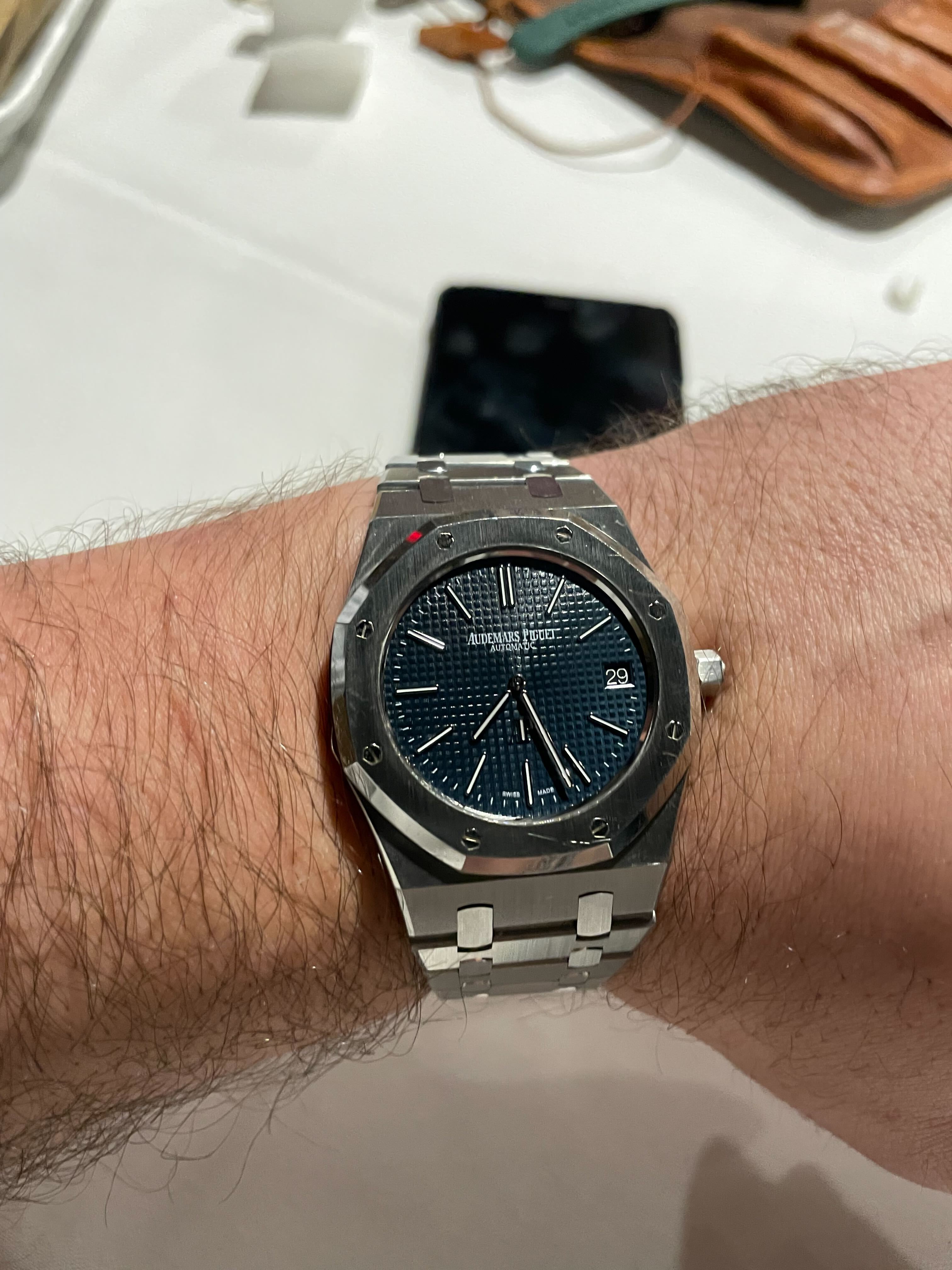 Audemars Piguet Royal Oak ref. 15202 with blue tapisserie dial